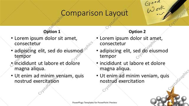 Comparison presentation slide layout