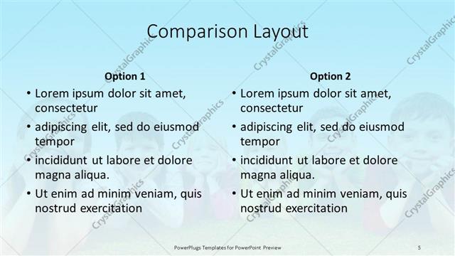 Comparison presentation slide layout