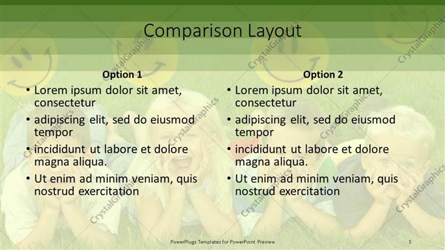Comparison presentation slide layout
