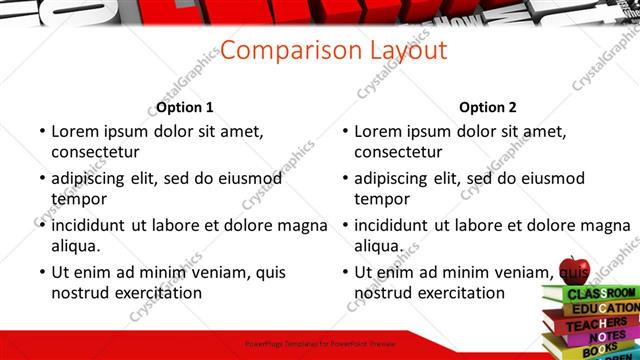 Comparison presentation slide layout