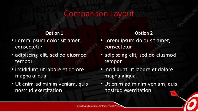 Comparison presentation slide layout