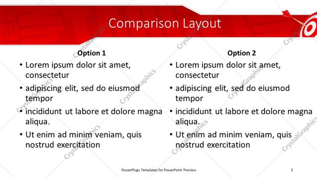 Comparison presentation slide layout