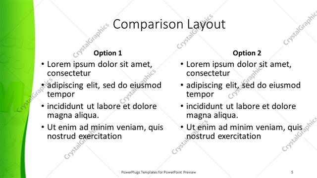 Comparison presentation slide layout