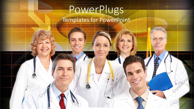  Presentation with shoulder - Group of medical doctors smiling with stethoscope on shoulder
