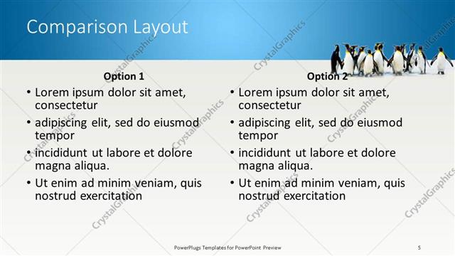 Comparison presentation slide layout