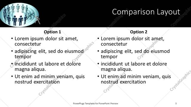 Comparison presentation slide layout