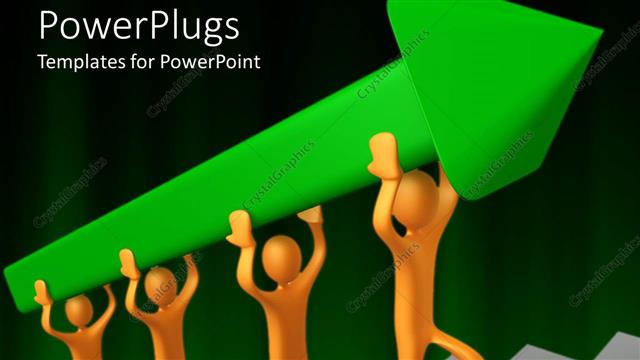  Presentation with team group - A group of people carrying the growth arrow