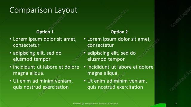 Comparison presentation slide layout