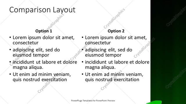 Comparison presentation slide layout
