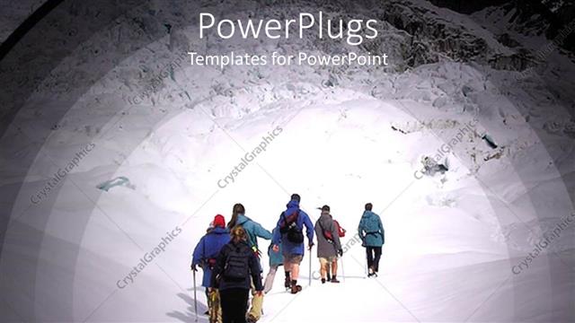  Presentation with mountain climbing - A group of people climbing a mountain