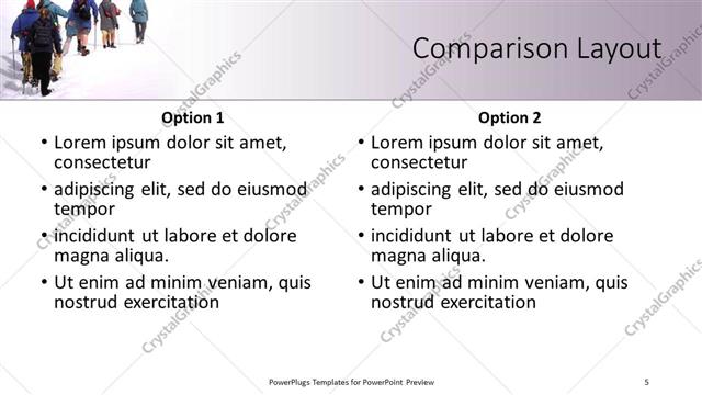 Comparison presentation slide layout