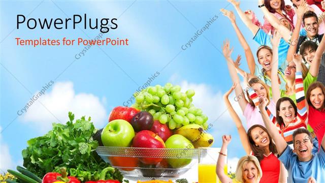  Presentation with healthy people - Group of people with fresh fruits and vegetables depicting healthy lifestyle