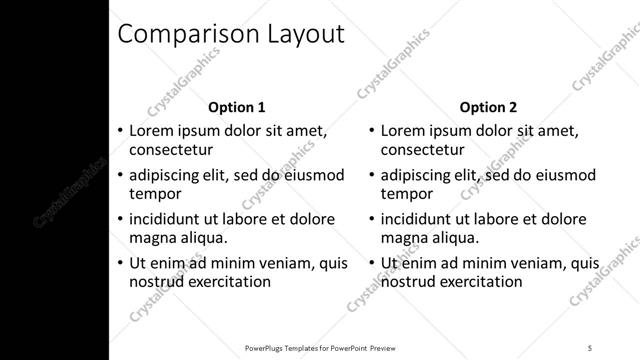 Comparison presentation slide layout