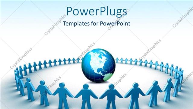  Presentation with group - A group of people holding each other's hands and surrounding the Earth