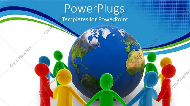  Presentation with peace - A group of people holding their hands for peace and surrounding the Earth