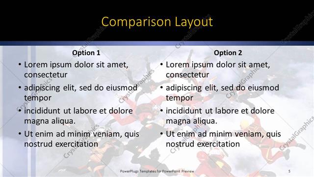 Comparison presentation slide layout