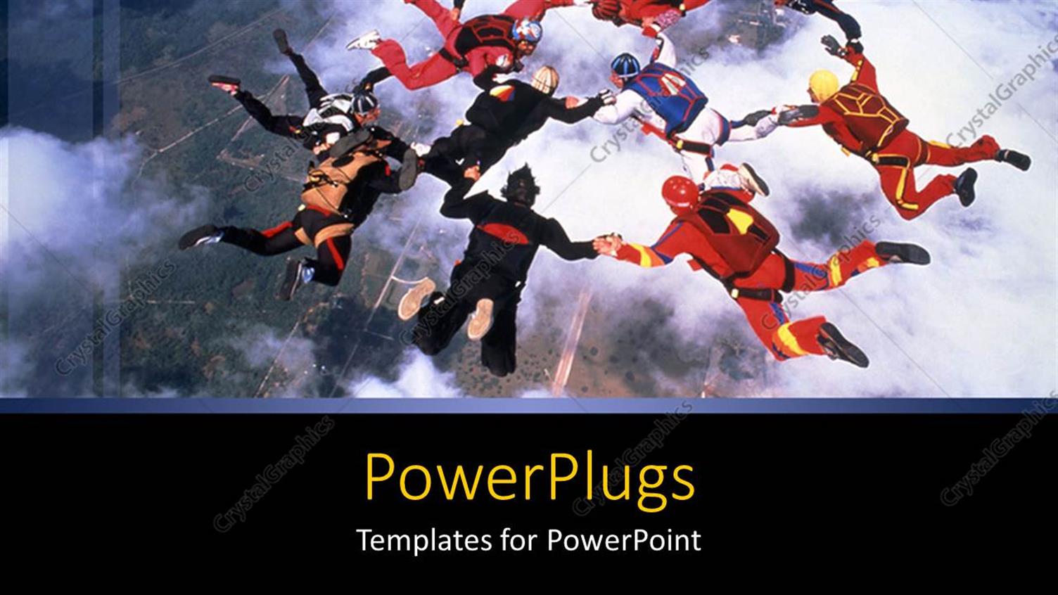 Featuring Group of People Sky Diving in Delightful Formation