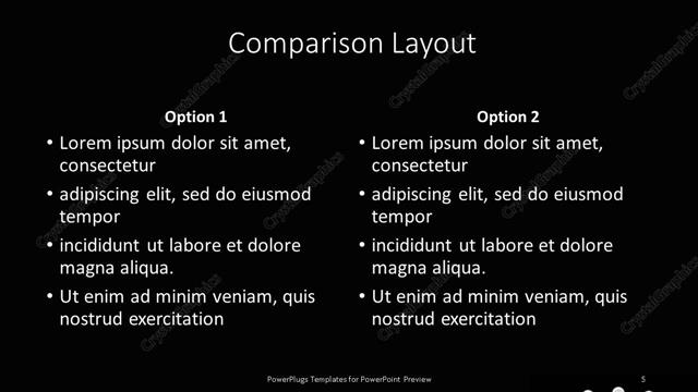 Comparison presentation slide layout