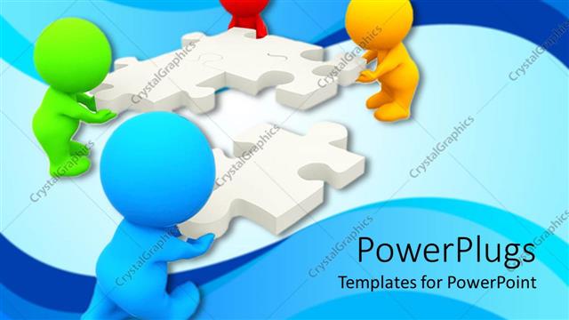  Presentation with team group - A group of people trying to solve a puzzle