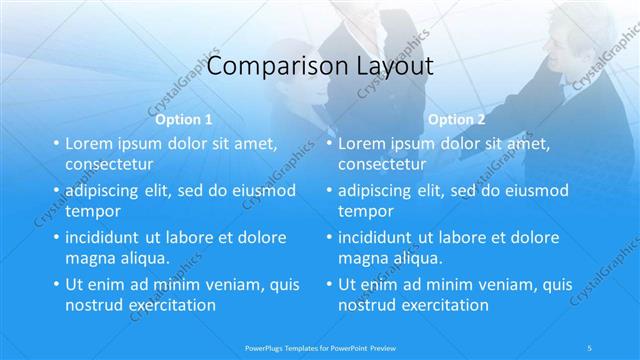 Comparison presentation slide layout
