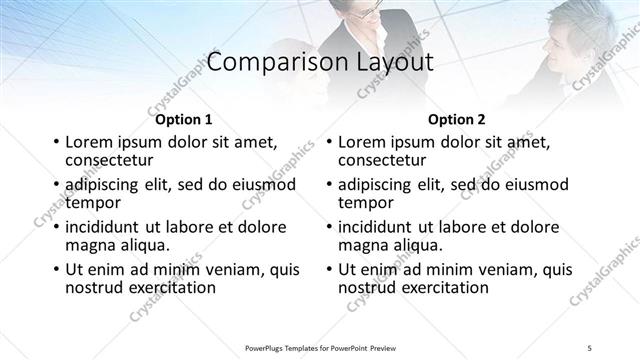 Comparison presentation slide layout