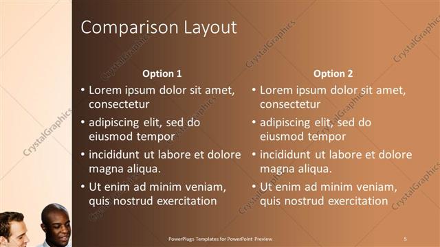 Comparison presentation slide layout