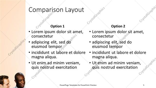 Comparison presentation slide layout