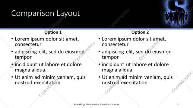 Comparison presentation slide layout