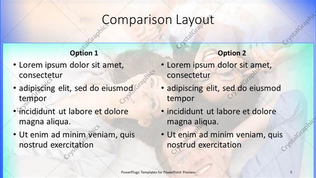 Comparison presentation slide layout
