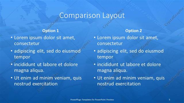 Comparison presentation slide layout