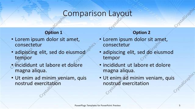 Comparison presentation slide layout