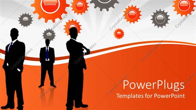  Presentation with gears - A group of professionals with gears in the background