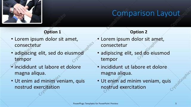 Comparison presentation slide layout