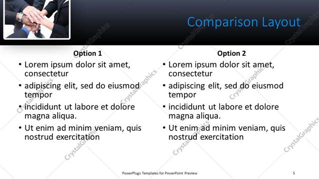 Comparison presentation slide layout