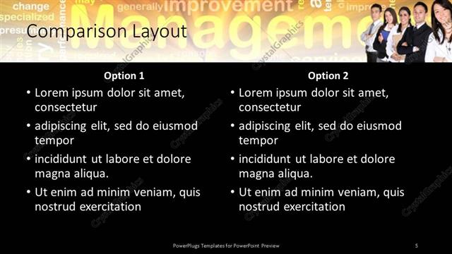 Comparison presentation slide layout