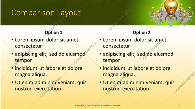 Comparison presentation slide layout