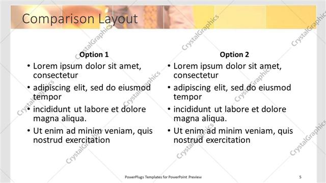 Comparison presentation slide layout