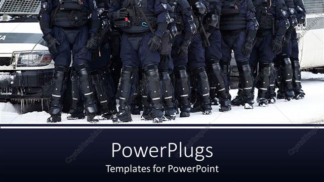  Presentation with riot - Group of riot police officers ready for action