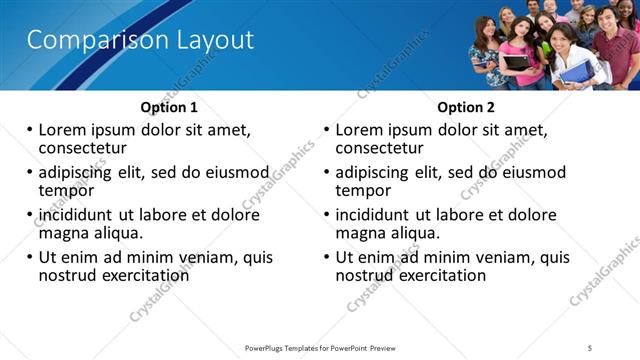 Comparison presentation slide layout