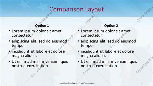 Comparison presentation slide layout