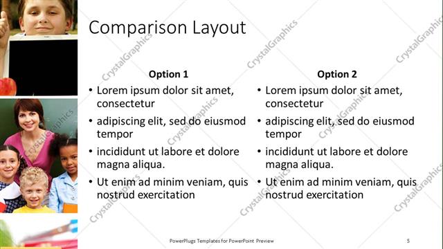 Comparison presentation slide layout