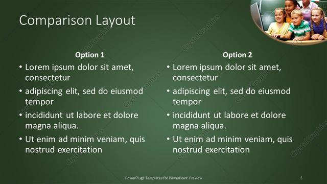 Comparison presentation slide layout