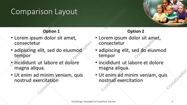 Comparison presentation slide layout