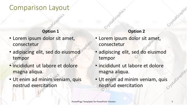 Comparison presentation slide layout