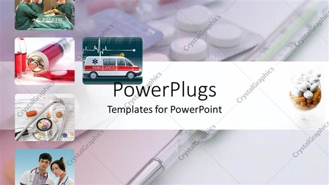 Presentation with ambulance - A group of surgeons and an ambulance along with medical related material