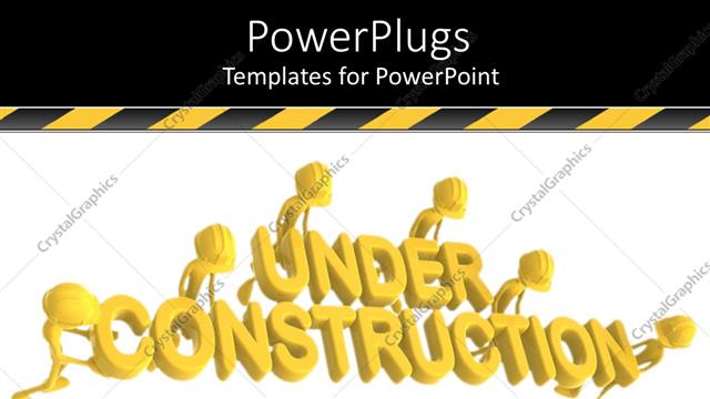  Presentation with under construction - Group of three dimensional engineers with helmets doing construction