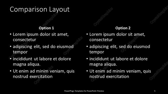 Comparison presentation slide layout