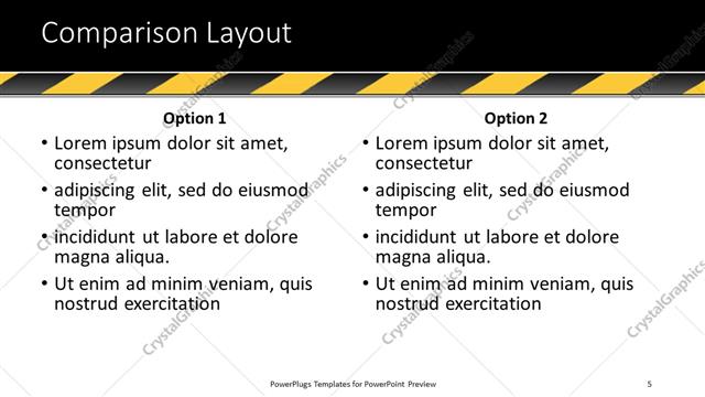 Comparison presentation slide layout