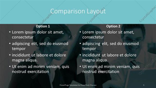 Comparison presentation slide layout