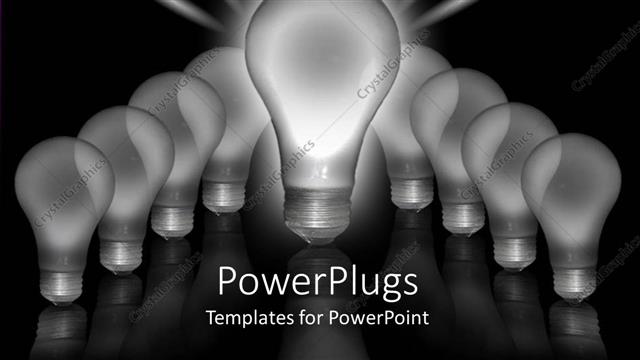  Presentation with traditional - Group of traditional light bulbs with larger light bulb in the middle of group